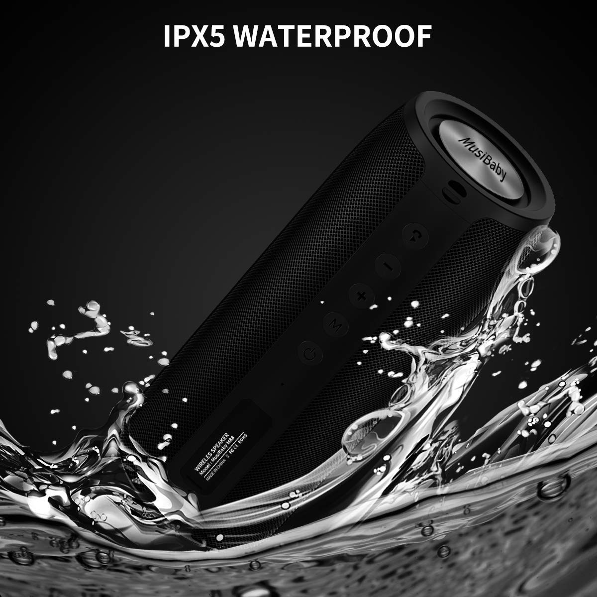 Bluetooth Speaker,MusiBaby M88 Speakers,Dual Pairing, Bluetooth 5.3,Loud Stereo Sound,Booming Bass,30H Playtime for Home& Outdoor Party,Beach,Portable