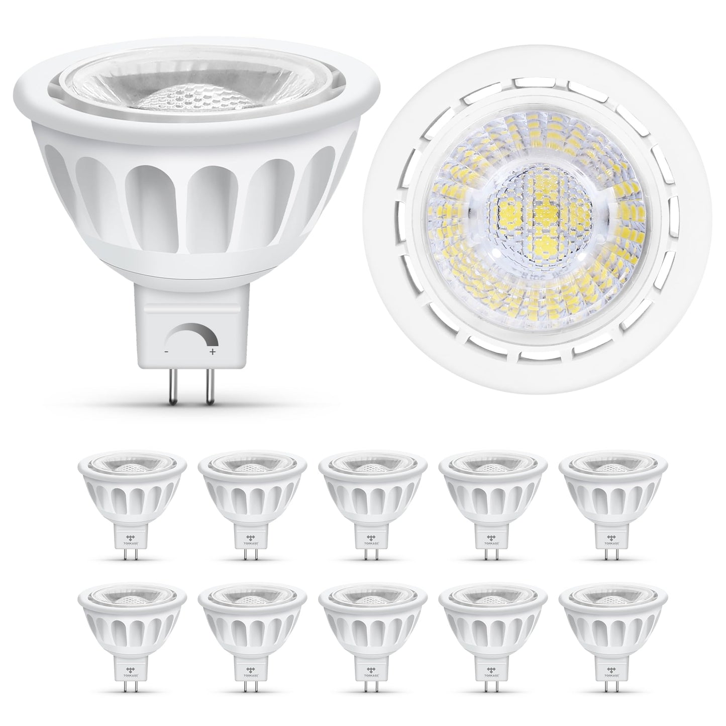 Torkase MR16 LED Bulb Dimmable,GU5.3 Bi-Pin Base MR16 LED Bulbs,5W(50W Equivalent),Outdoor Landscape 12V Low Voltage Light Bulbs,3000K Soft Warm White