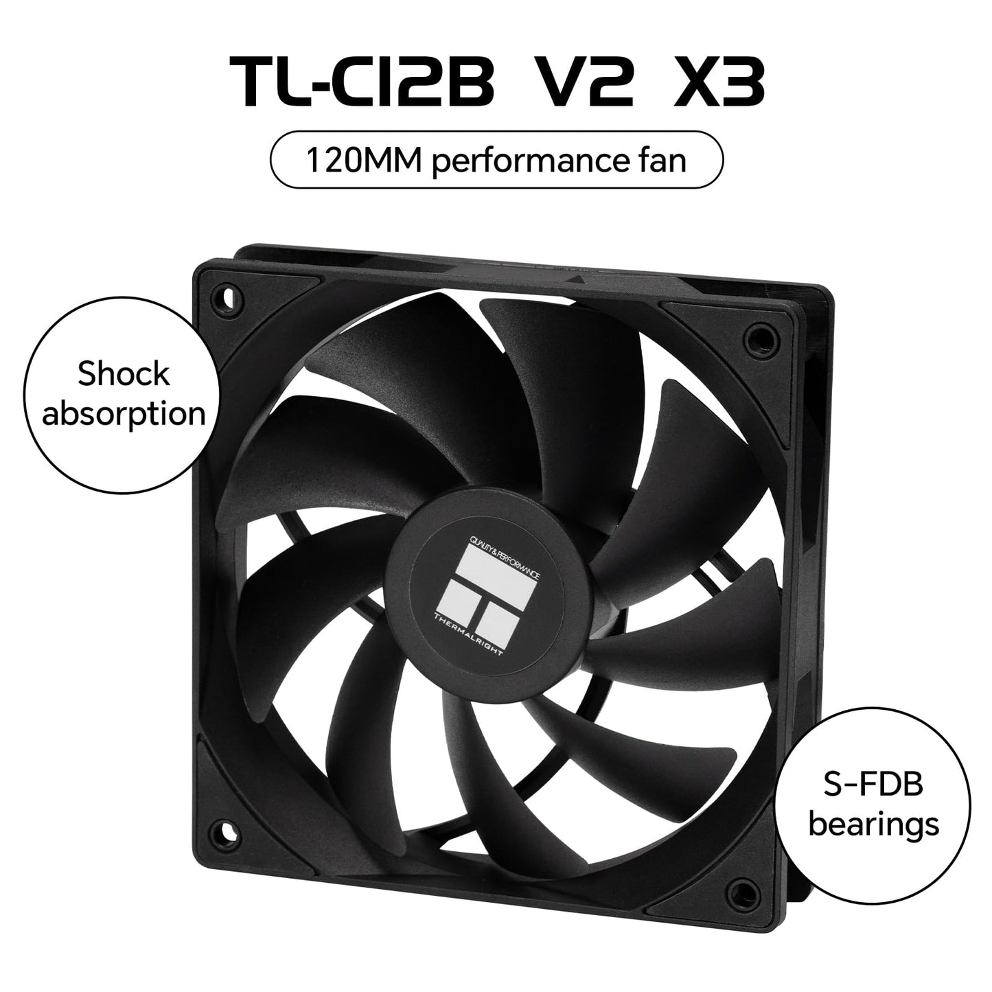 Thermalright TL-C12B V2 X3 120mm PC Case Fans, 4PIN PWM Control, 1500RPM, for Chassis/CPU Cooler