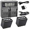 Kastar LCD Fast Charger + Battery 2x for Panasonic AG-VBR89G AG-VBR59 AG-VBR118G AG-BRD50 AG-B23 AG-DVX200 AG-AC8 AG-AC90A AG-DVC30 AG-HPX250 HPX255