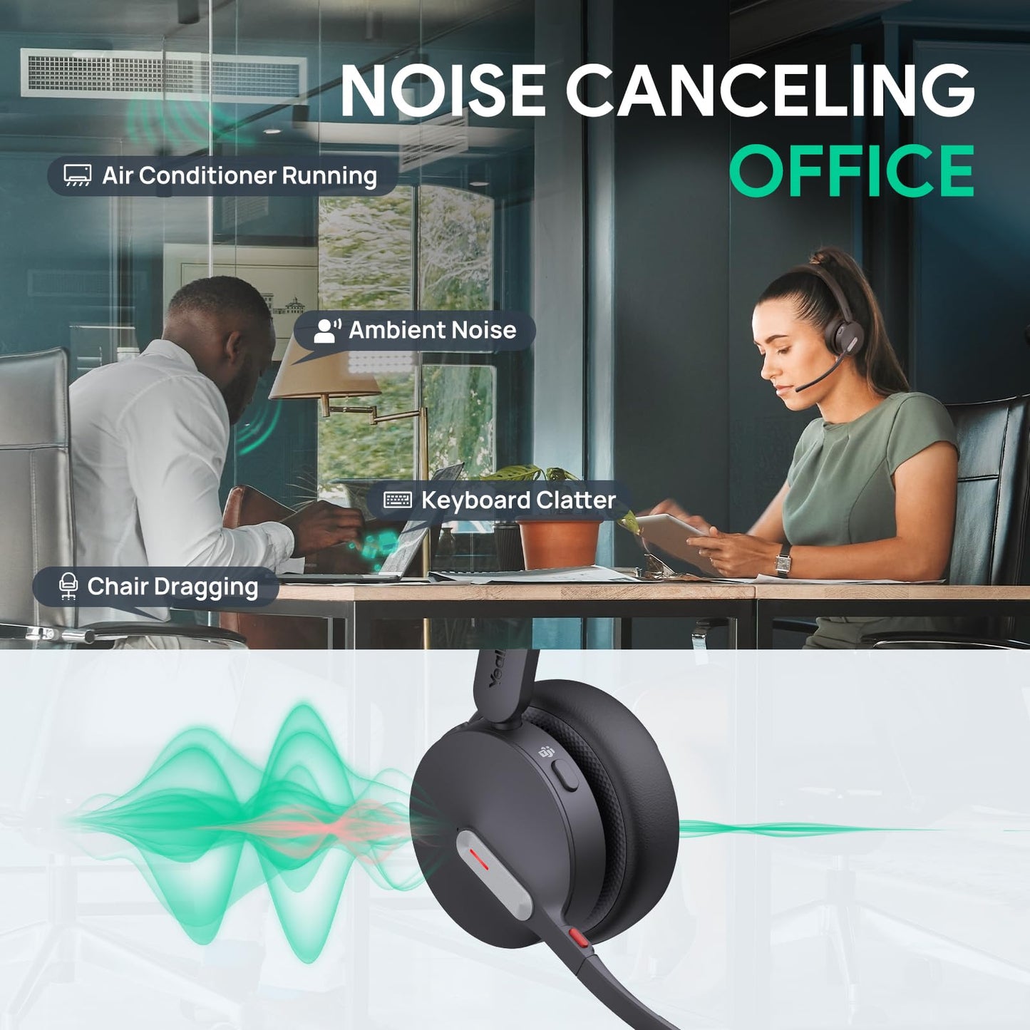 Yealink BH70 Dual Wireless Headset with Mic for Work, Bluetooth Headphone with Teams Certification, up to 35h Talk Time, 147g All-Day Wearing…