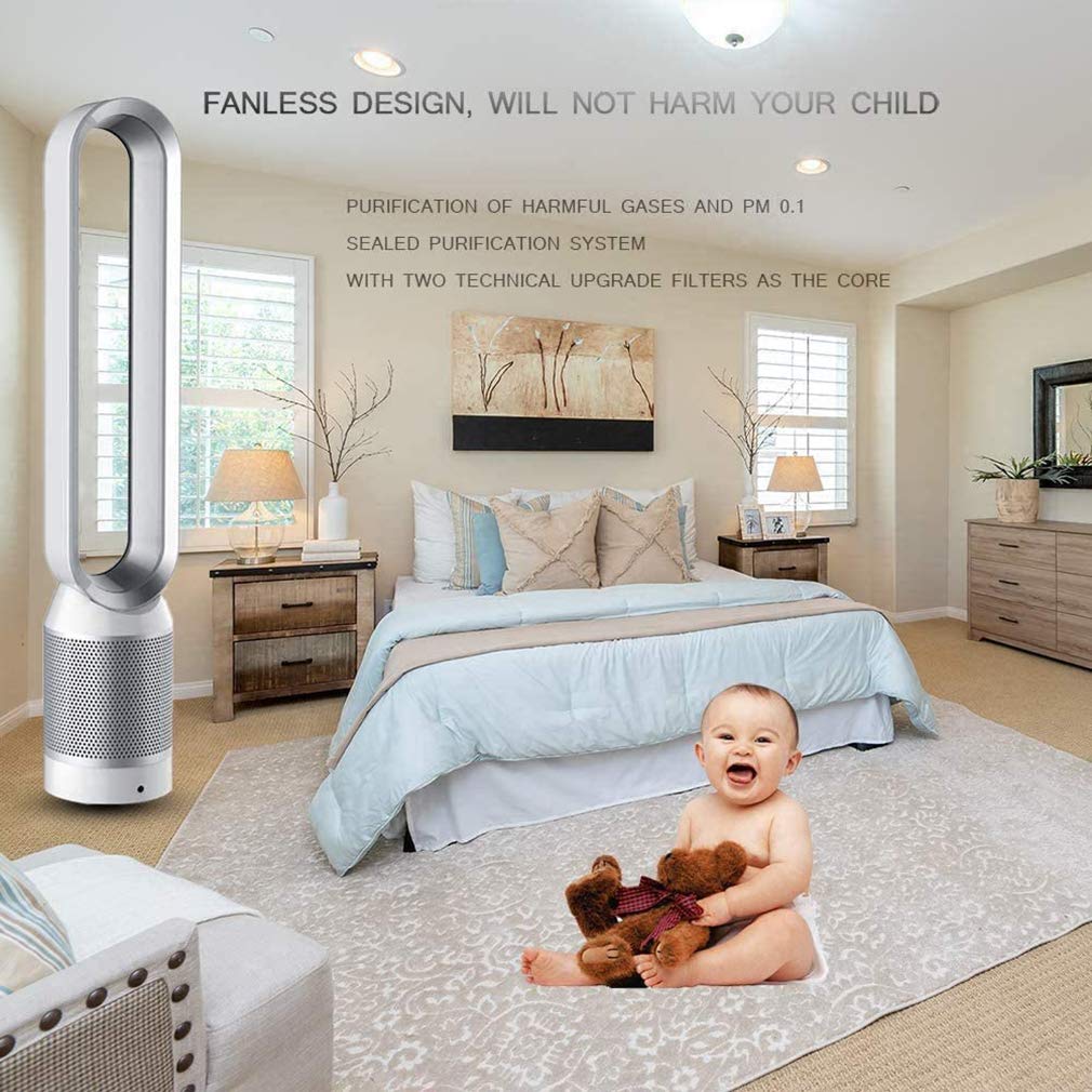TMMLIJIPL Bladeless Fan Cooler 90° Oscillating Tower Fan with Remote Control 8 Speed Settings 1-7 Hour Timer Super Quiet Touchable Pedestal Fan
