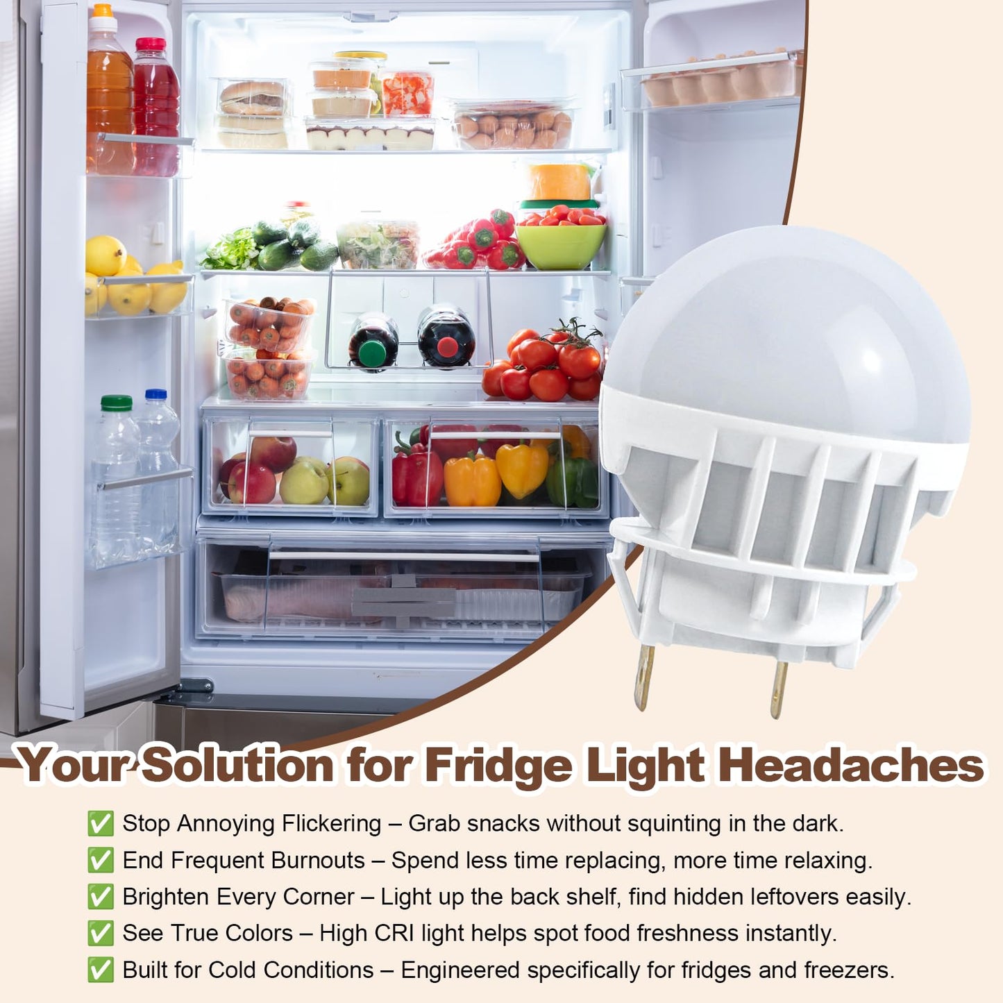 W11254095 LED Fridge Bulb for Whirlpool Maytag Freezer - 120V 4.2W
