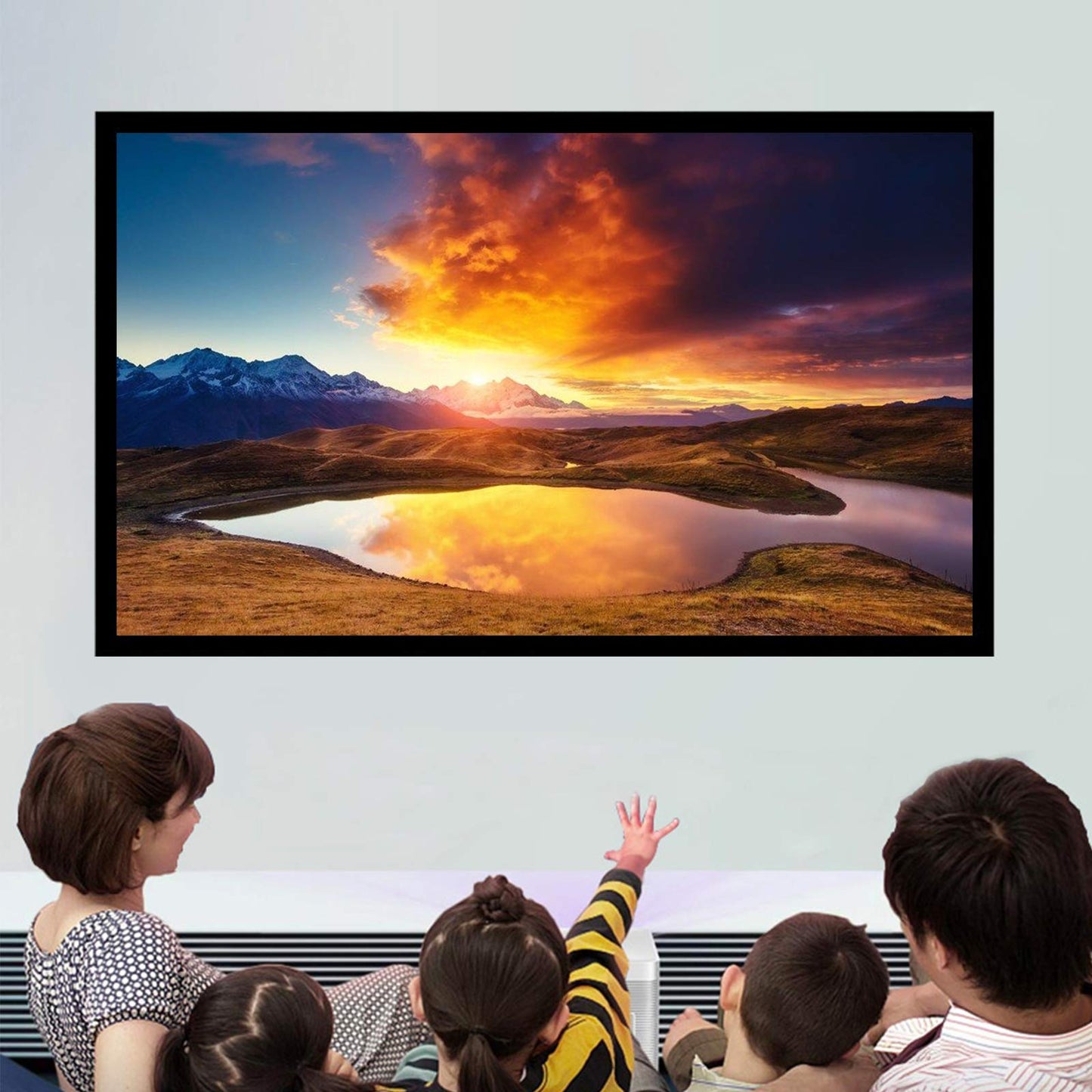 135 Inch Fixed Aluminum Frame Projector Screen, 16:9 Home Theatre Hd Tv Projection, High-Definition Eye Protection & ?160º Viewing Angle for Indoor