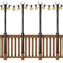 4 Pack String Light Poles for Deck, 5Ft Upgraded Heavy-Duty Metal Deck Light Poles for Outside with Fixing Clips, Lighting Hanging Post Accessories