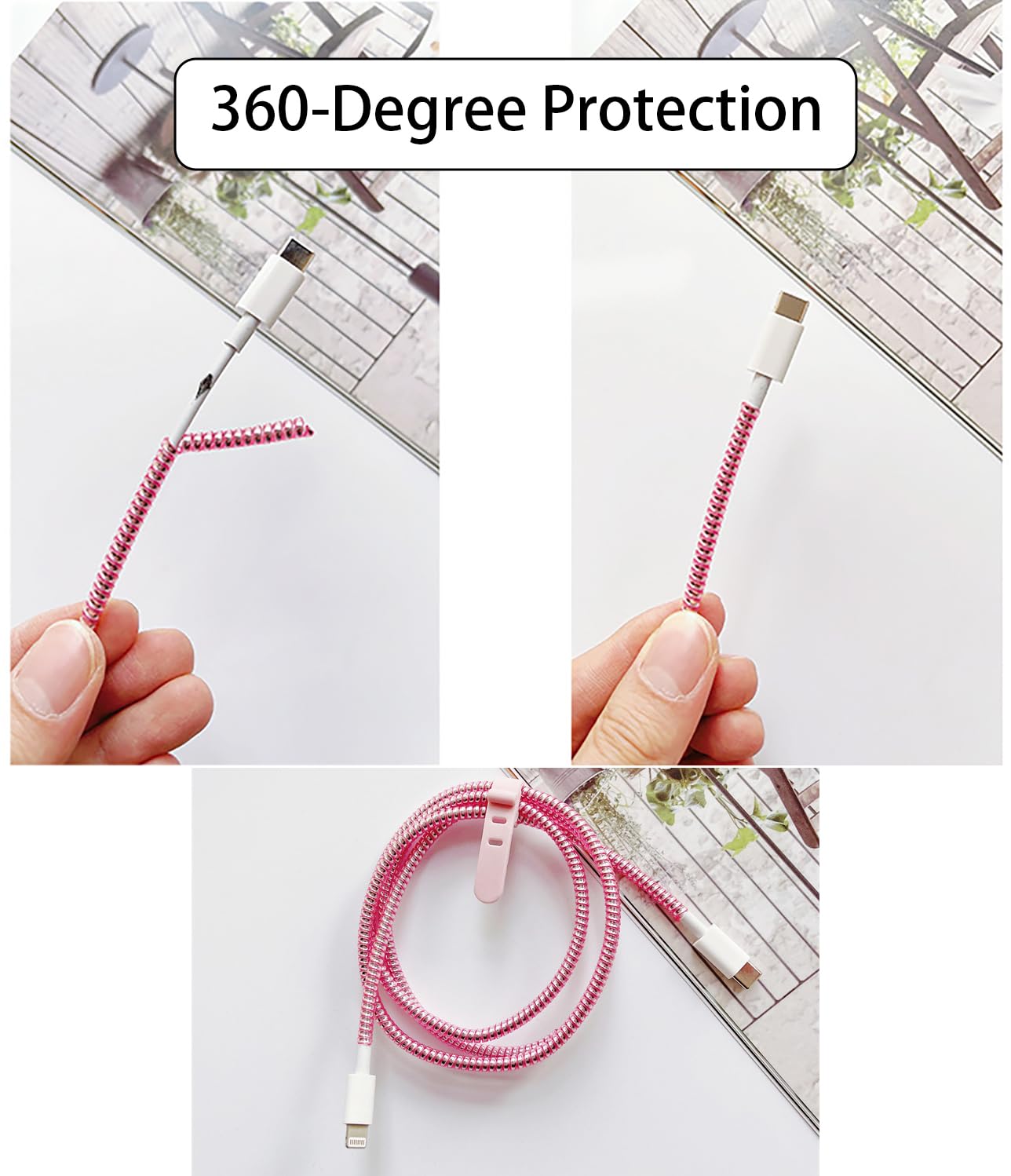 Spiral Cable Protector, Chargers USB Data Cable Protect Sleeve for Phone Earphone, Pet Chew Cables Protector, 1.6m/5.25ft (Green)
