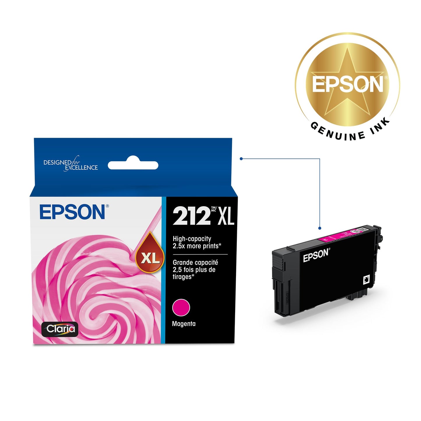 EPSON 212 Claria Ink High Capacity Magenta Cartridge (T212XL320-S) Works with WorkForce WF-2830, 2850 and Expression XP-4100, 4105