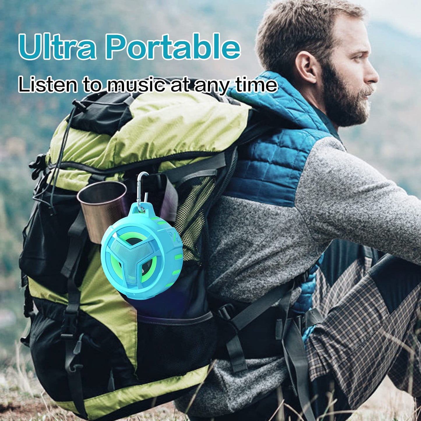 EBODA Waterproof Bluetooth Shower Speaker, IPX7 Floating Portable Wireless Small Speakers, 24H Playtime with RGB Light for Kayak, Beach, Pool