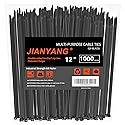 12 Inch Zip Ties Double Sided Toothed (Bulk 1000 Pack),85 LBS Tensile Strength Heavy Duty Cable Wire Ties With Self-Locking Adjustable More Durable