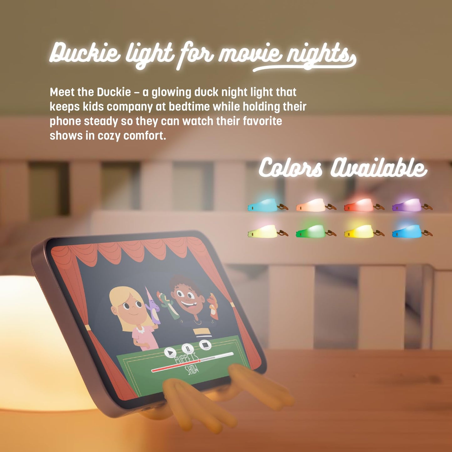 Wonderlit Kawaii Squishy Duck Lamp - Cute Duck Night Light for Kids Room, Color Changing Silicone Touch Lamp, USB Rechargeable Bedside Ambient Light