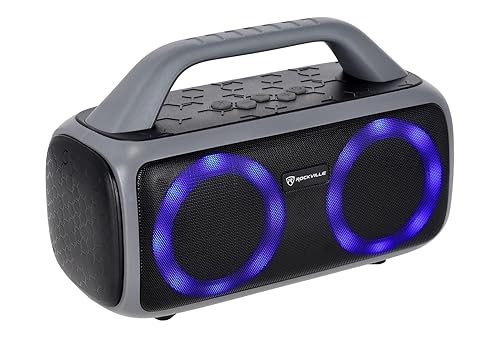 Rockville RPB50 20W x 2 RMS (40W Total) Portable Bluetooth Speaker, TWS Linking, LED Lights, Long Battery, for Parties and Outdoor Adventures
