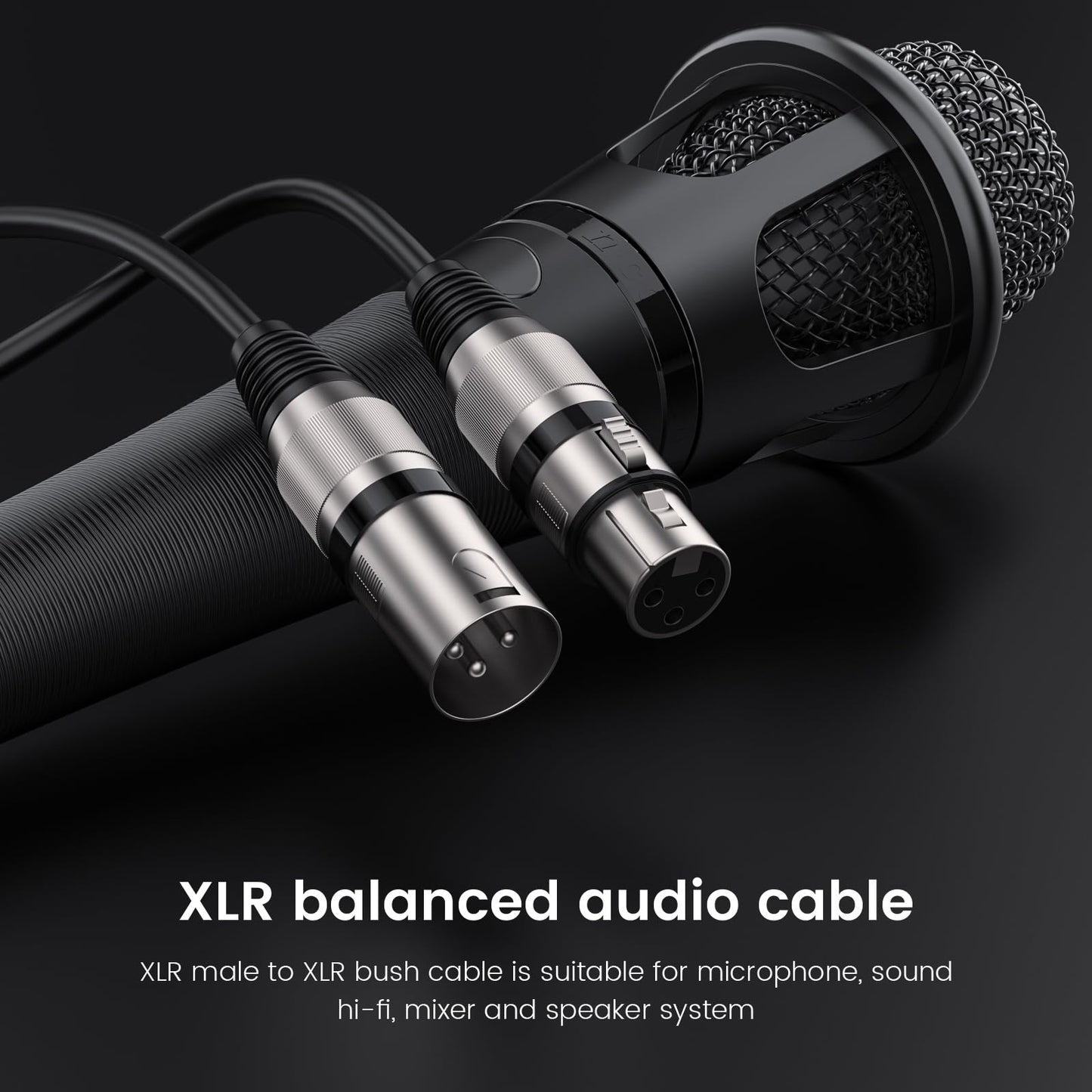 MOSWAG XLR Cable 6.6FT/2M 3 Pin Balanced XLR Male to Female Microphone Cable Noise Cancelling Mic Speaker Cable for Power Amplifier Audio Sound