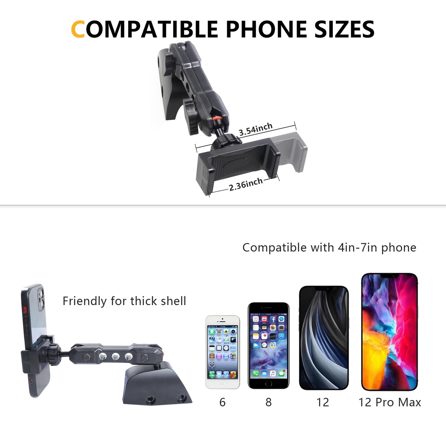 RERPRO Dash Phone Mount Holder Driver Side Compatible with 2021 2022 2023 2024 2025 2026 Ford Bronco 2/4 Door Interior Accessories Dashboard Cell