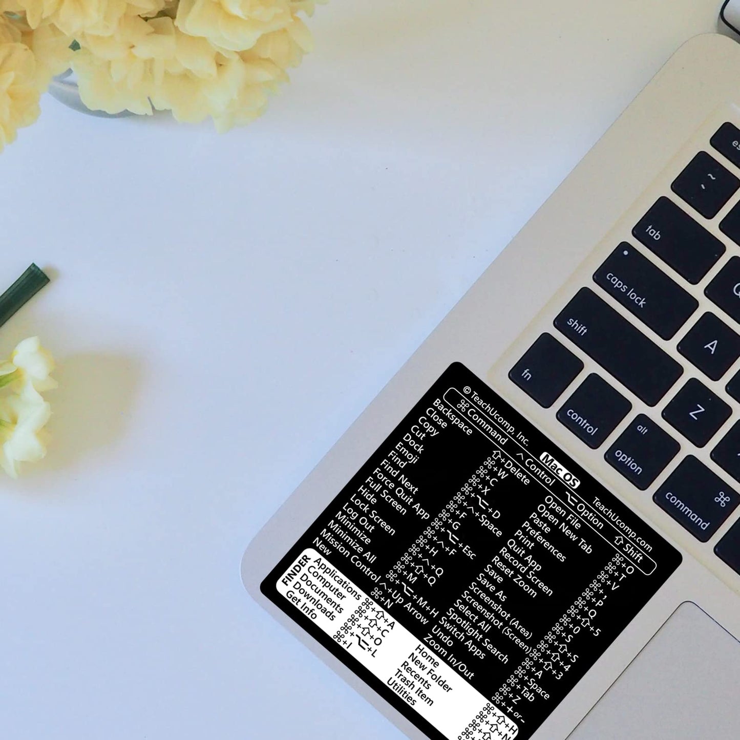 TEACHUCOMP Keyboard Shortcuts Sticker for Mac OS Plus Microsoft Word and Excel (for Mac/MacBook) Training Aid Cheat Sheet-Vinyl, Laminated, No-Residue