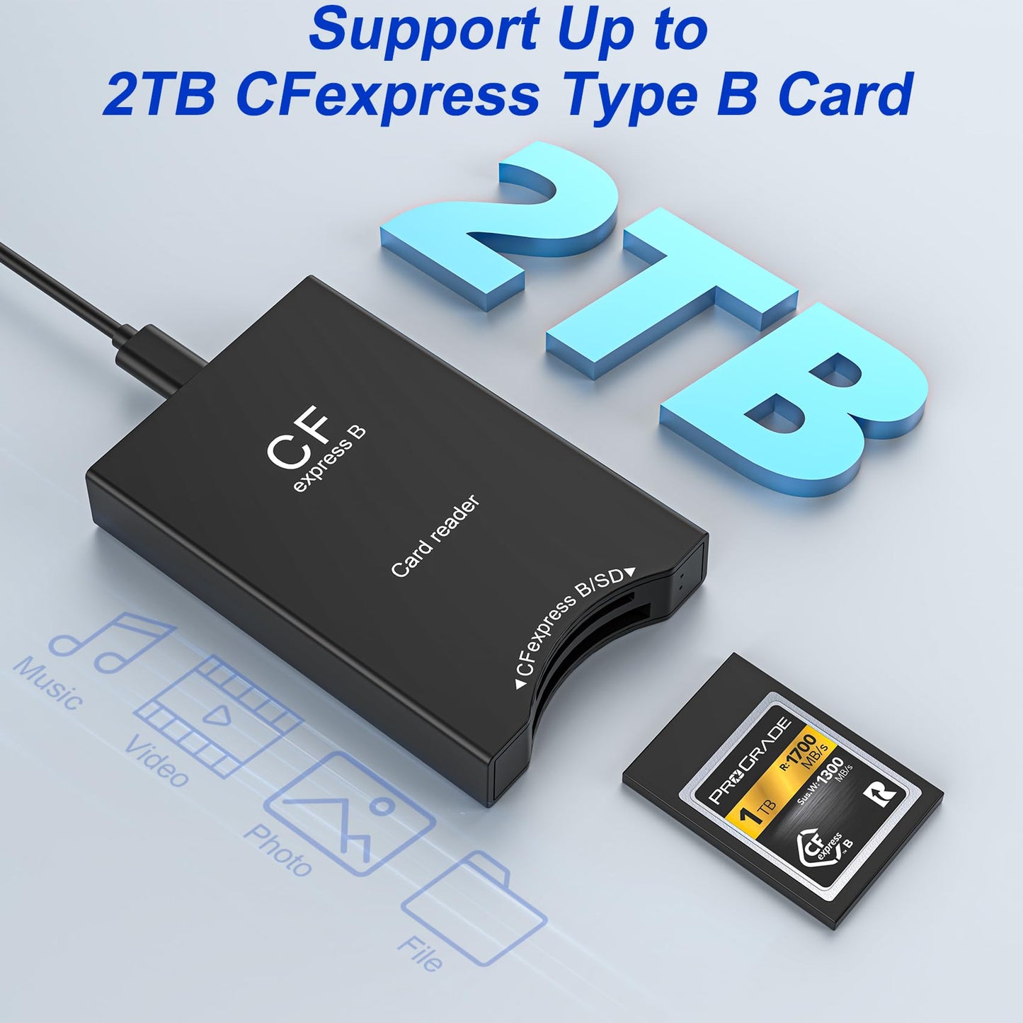 Cfexpress Type B and SD Card Reader, 10Gpbs CF Express Type B Adapter with USB C to USB A Cable, SD to CF Express Type B Adapter, Cf Express Type B