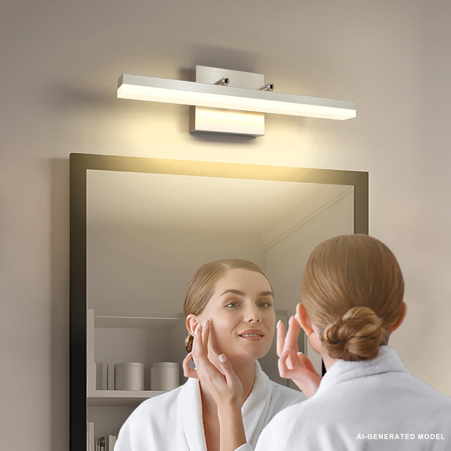 7Degobii Brushed Nickel Vanity Lights - Dimmable 5CCT Bathroom Lighting Fixtures Over Mirror, Adjustable Angle Wall Light, 15.75" Long 12W LED Bar