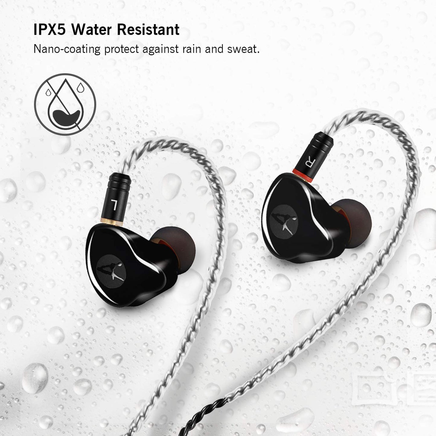 DCMEKA in Ear Monitor Headphones, HiFi Stereo IEM Earphones, Dynamic Dual Driver Wired Earbuds with Detachable Cable, Noise Canceling Headset