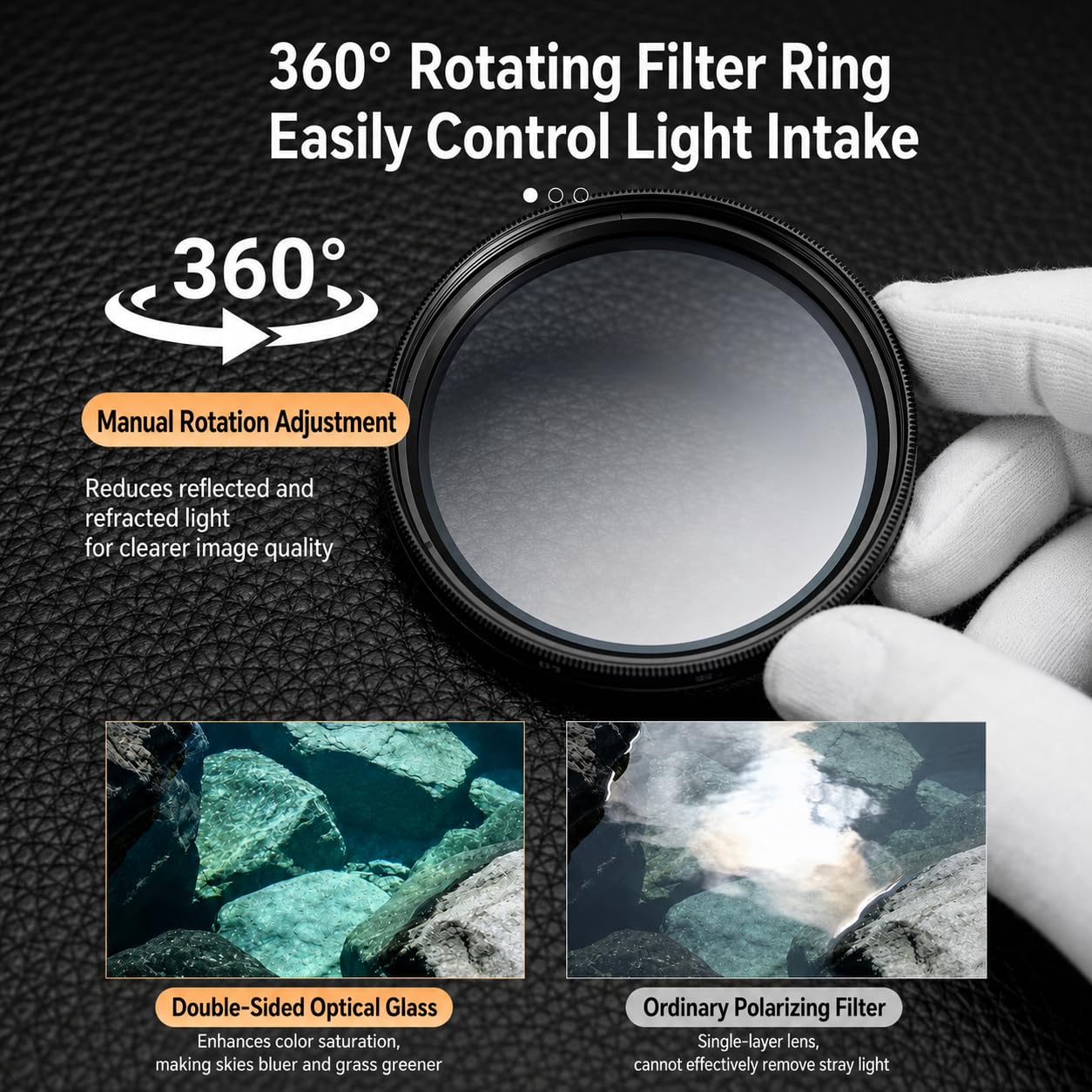 52mm Clip-on CPL Phone Camera Lens Filter Kit, Circular Polarizer Polarizing Filter Compatible with iPhone 17 16 15 14 13 12 11