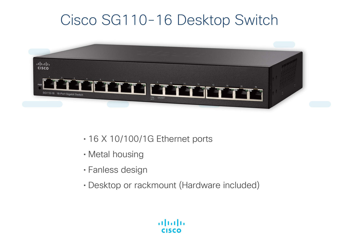 CISCO Systems 16-Port Gigabit Switch (SG11016NA), Black