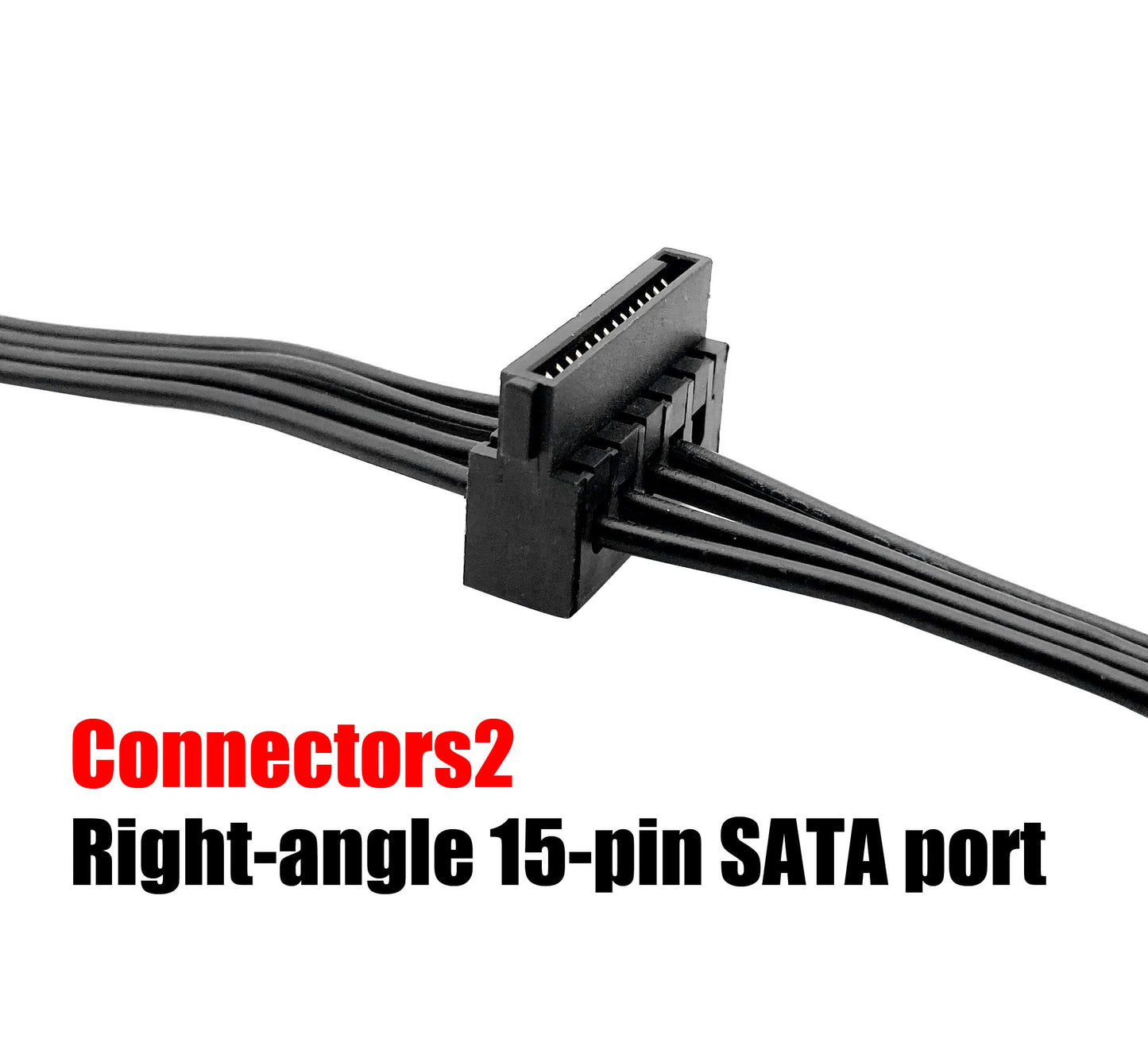 ROIPETK Mini 4-Pin to 2X Right Angle SATA Hard Drive Power Adapter Cable for Motherboard SATA Hard Drive Power Cable 18" (2Pack)