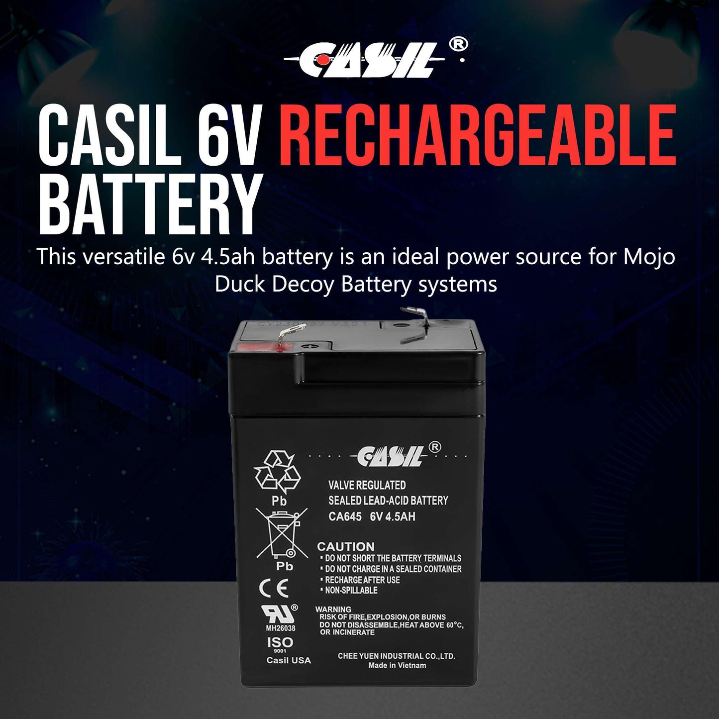 Casil 6V Battery - 6V Rechargeable Battery UB645 for Power Wheels, PS-640 F1, Exit Sign, Emergency Light, Lithonia ELB06042, Mojo Decoy, Moultrie…