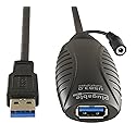 Plugable 10 Meter (32 Foot) USB 3.0 Active Extension Cable with AC Power Adapter, Back-Voltage Protection, and Driverless Technology