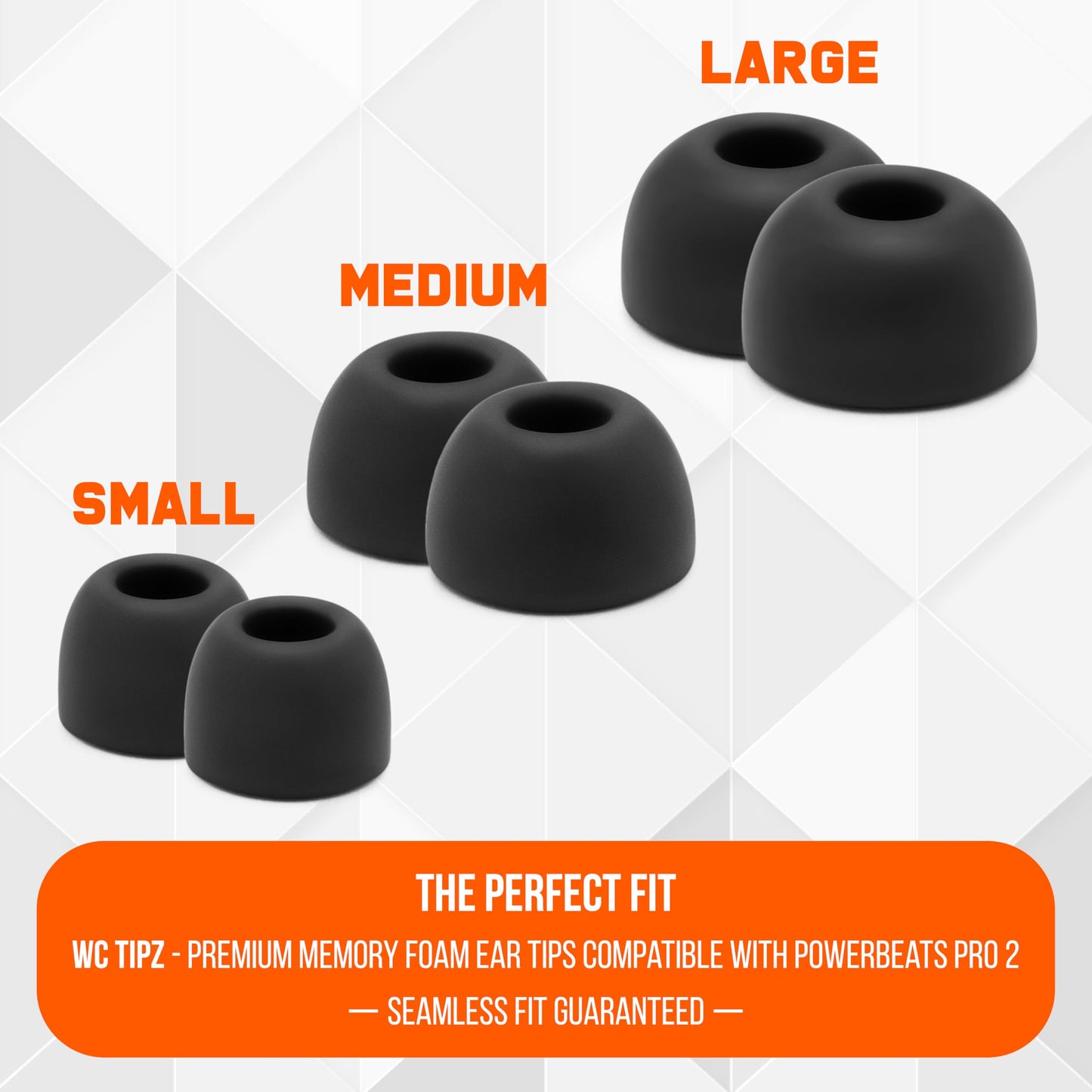 WC TipZ Powerbeats Pro 2 - Memory Foam Ear Tips Compatible with Beats Powerbeats Pro 2 by Wicked Cushions | Enhanced Comfort, Secure Fit & Noise