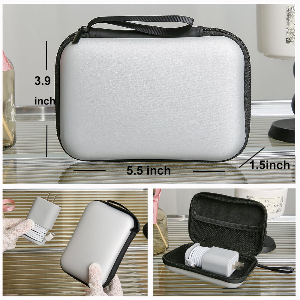 SDTAHEAD Charger Protector Bag Set with Silicone Charger Cover Snapback Charger Cable Winder, Travel Carrying Storage Bag with Charger Saver Organizer
