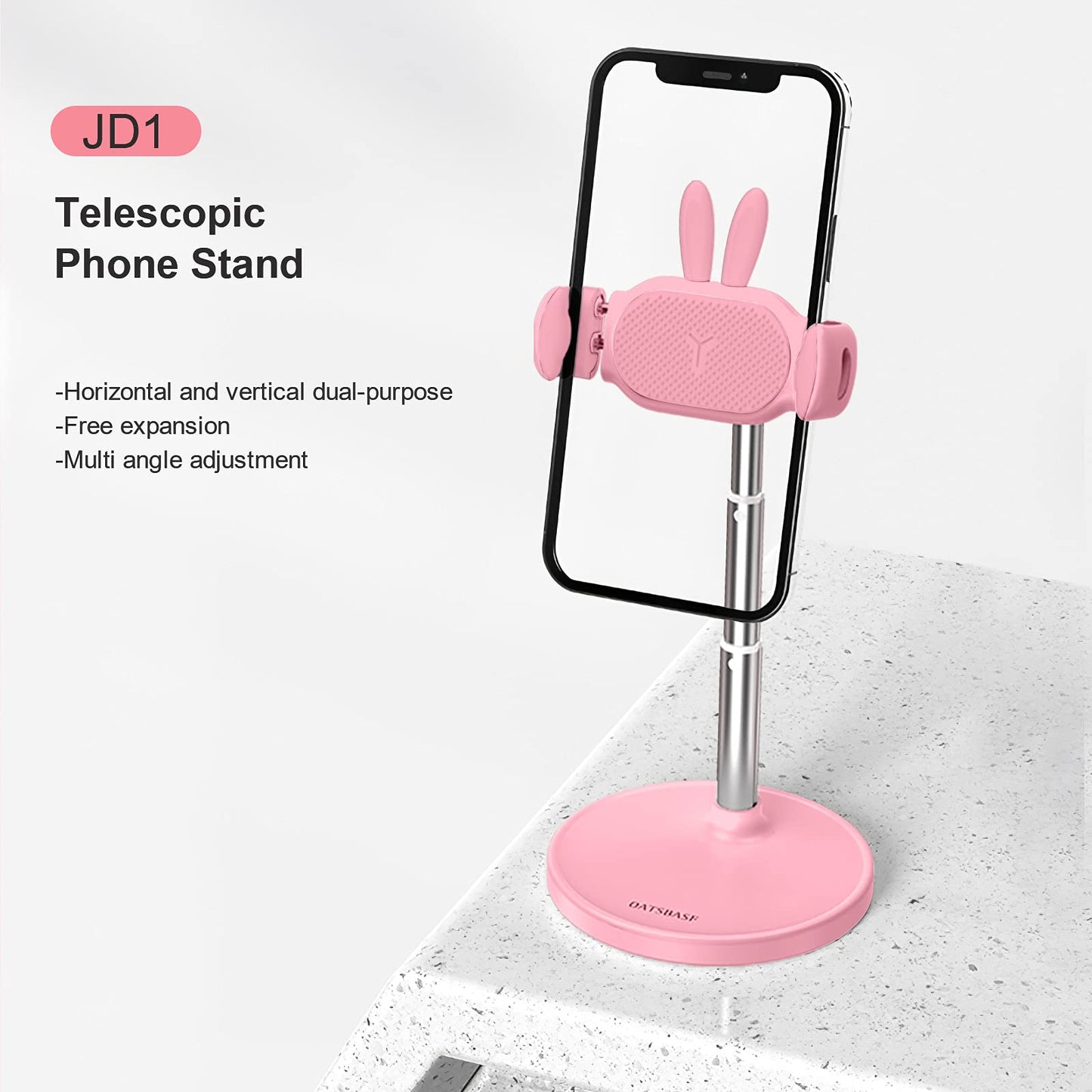 OATSBASF Cute Chat Stand, Angle Height Adjustable Cell Phone Stand for Desk, Kawaii Phone Holder Stand for Recording, Compatible with iPhone, All