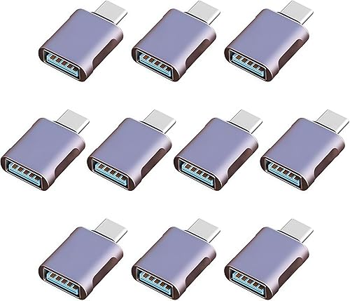 TFAK 10 Pack Up to 10Gbps/120W Usbc to USB Adapter,USA to USB-c adopters,U sb to USB C Connector,Type C Male to a Female Adapter for Charger,Phone…
