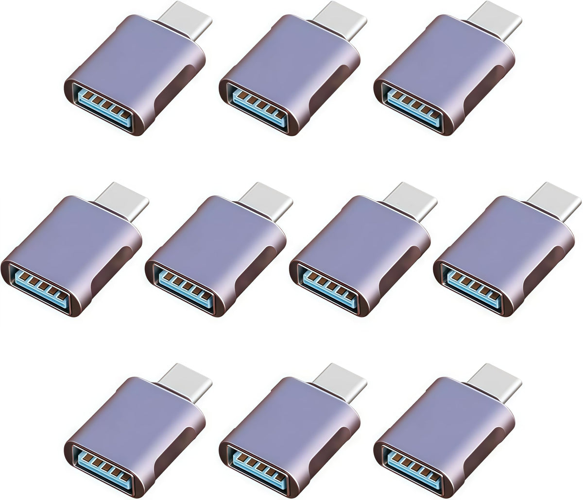 TFAK 10 Pack Up to 10Gbps/120W Usbc to USB Adapter,USA to USB-c adopters,U sb to USB C Connector,Type C Male to a Female Adapter for Charger,Phone…