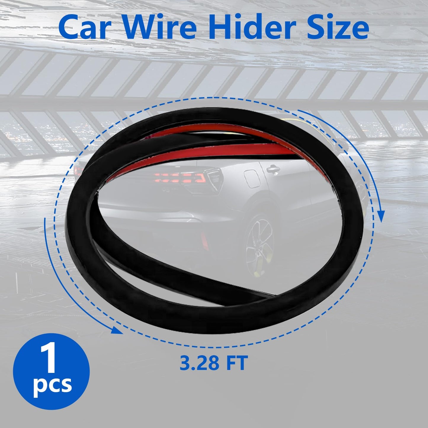 IWIWE Universal Car Wire Hider 3.28 Ft with Adhesive Backing for Hide Wires for Roof Rack Light Bar?Wires to Secure The Car Recorder (Black,1Pack)