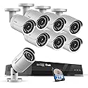 PANOOB PoE Security Camera System 4K, 8pcs 8MP Wired Bullet IP PoE Cameras Outdoor w/Mic, AI Person Detection, 4K/8MP 8 Channel NVR 2TB HDD, 110? Wide
