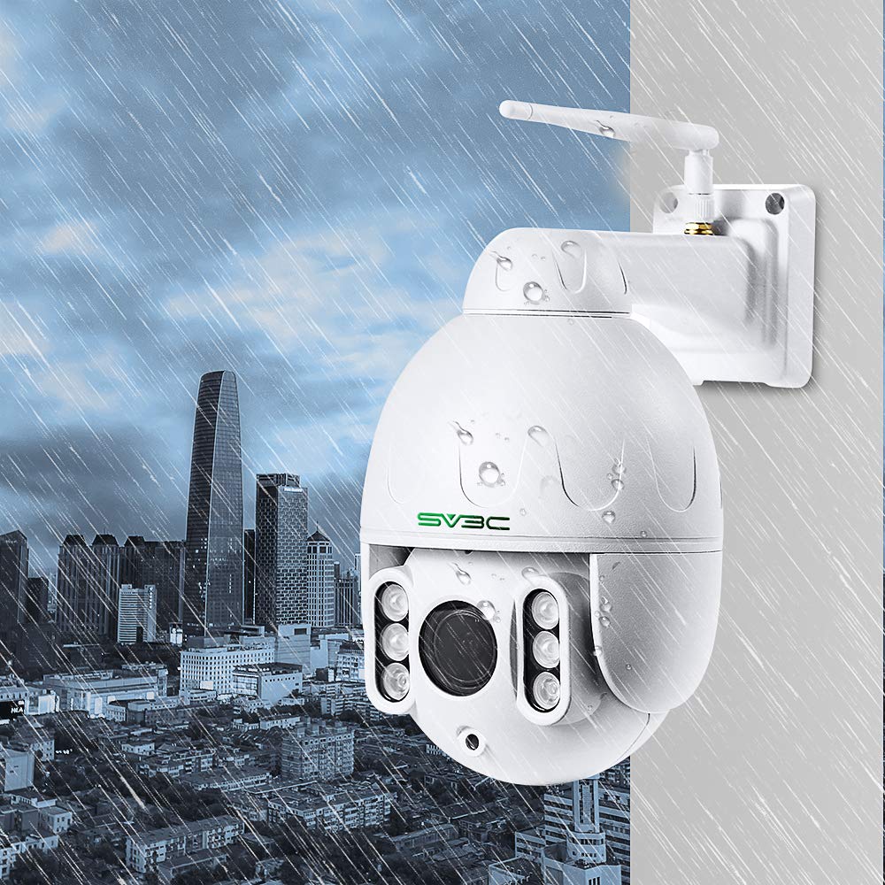SV3C 1080P Outdoor PTZ WiFi Camera, ONVIF Security IP Camera with Auto Tracking, 197ft HD Night Vision, 5X Optical Zoom, Two-Way Audio, Waterproof
