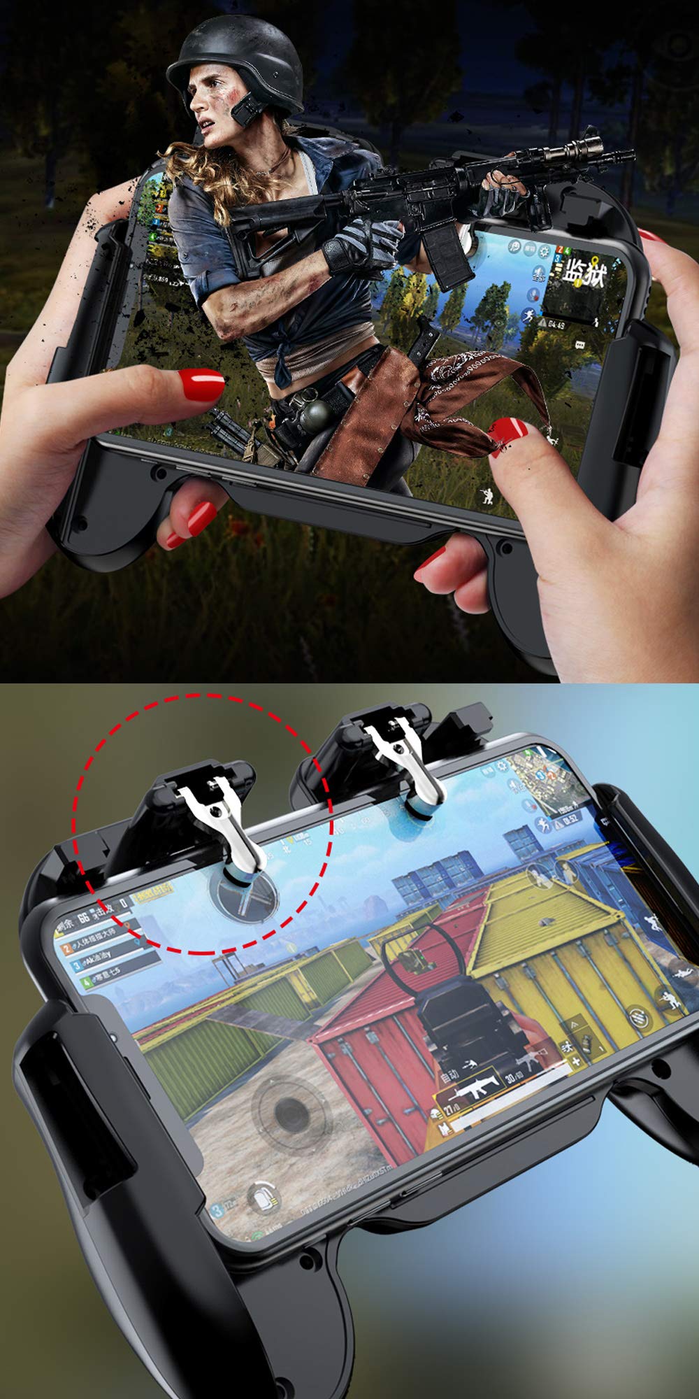 Ytuomzi Mobile Phone PUBG Game Controller L1R1 Shoot and Aim Trigger Joystick Ergonomic Gamepad for PUBG Mobile/Knives Out,Phone Gaming Controller