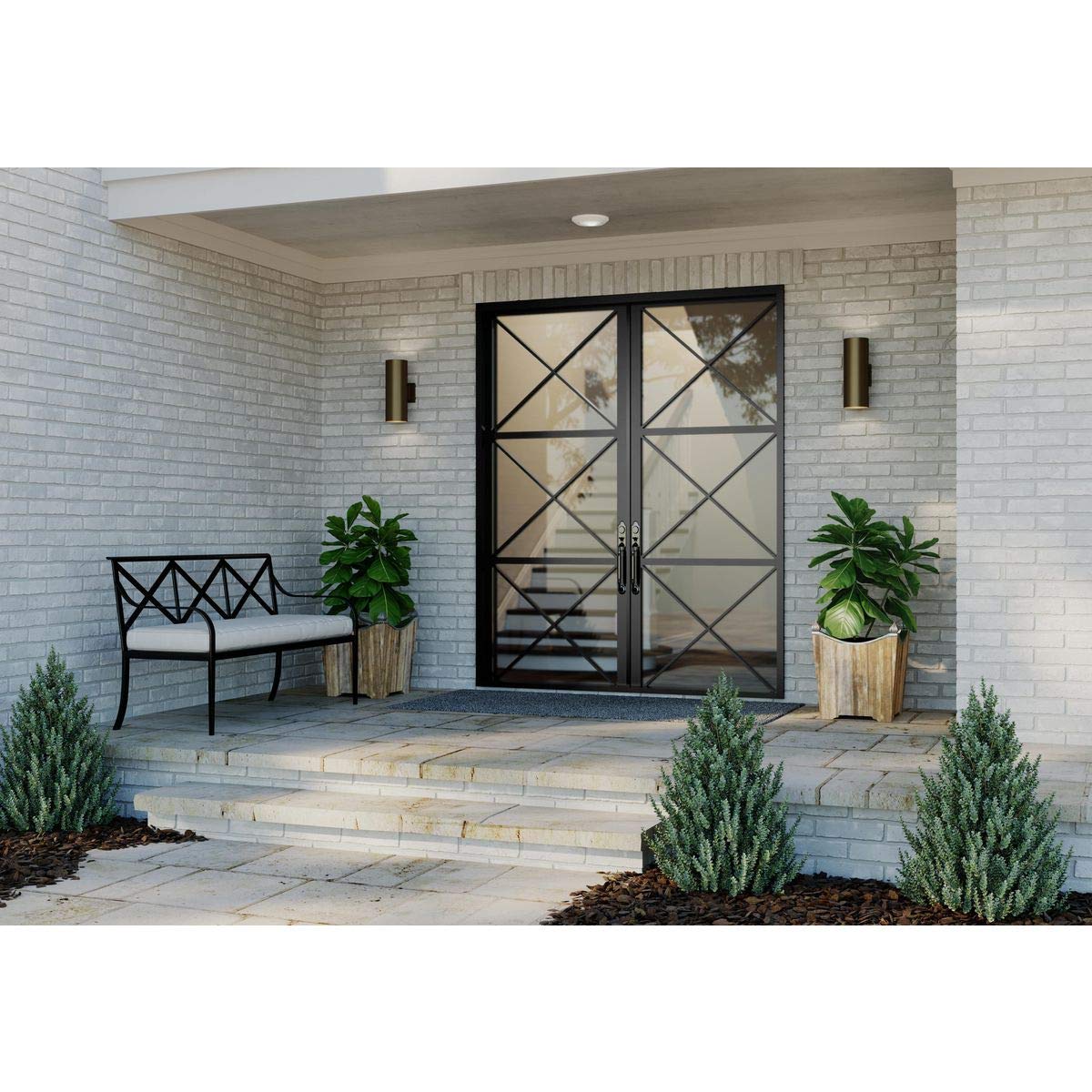 Progress Lighting 5-Inch Cylinder Outdoor LED Wall Sconce, 2-Light Modern Wall Mount LED Up and Down Lights, Interior and Exterior Lighting for Home