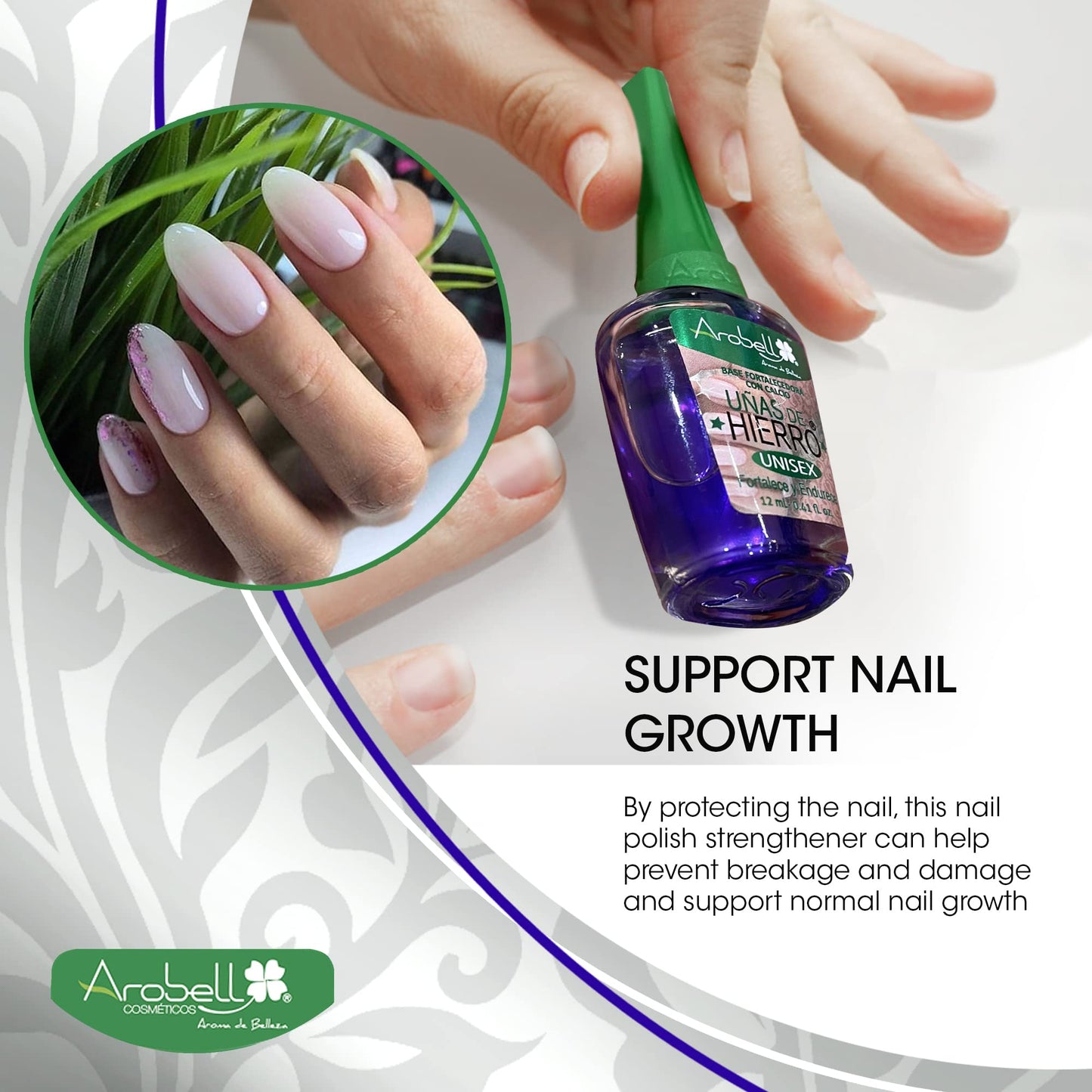 Arobell Iron Nail Hardener, No more brittle nails, for Unisex, 0.4 Ounce