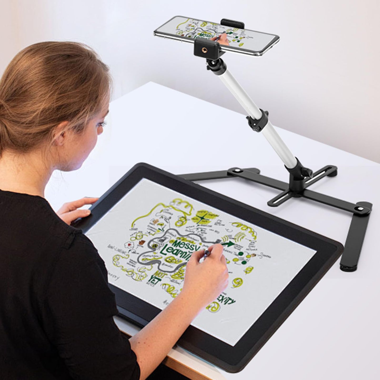 YIFMEIG Overhead Tripod for Mini Projector - Phone Holder,Camera Stand,Webcam,Stronger Support with Clip for Cookie Decorating,eaching Online Live