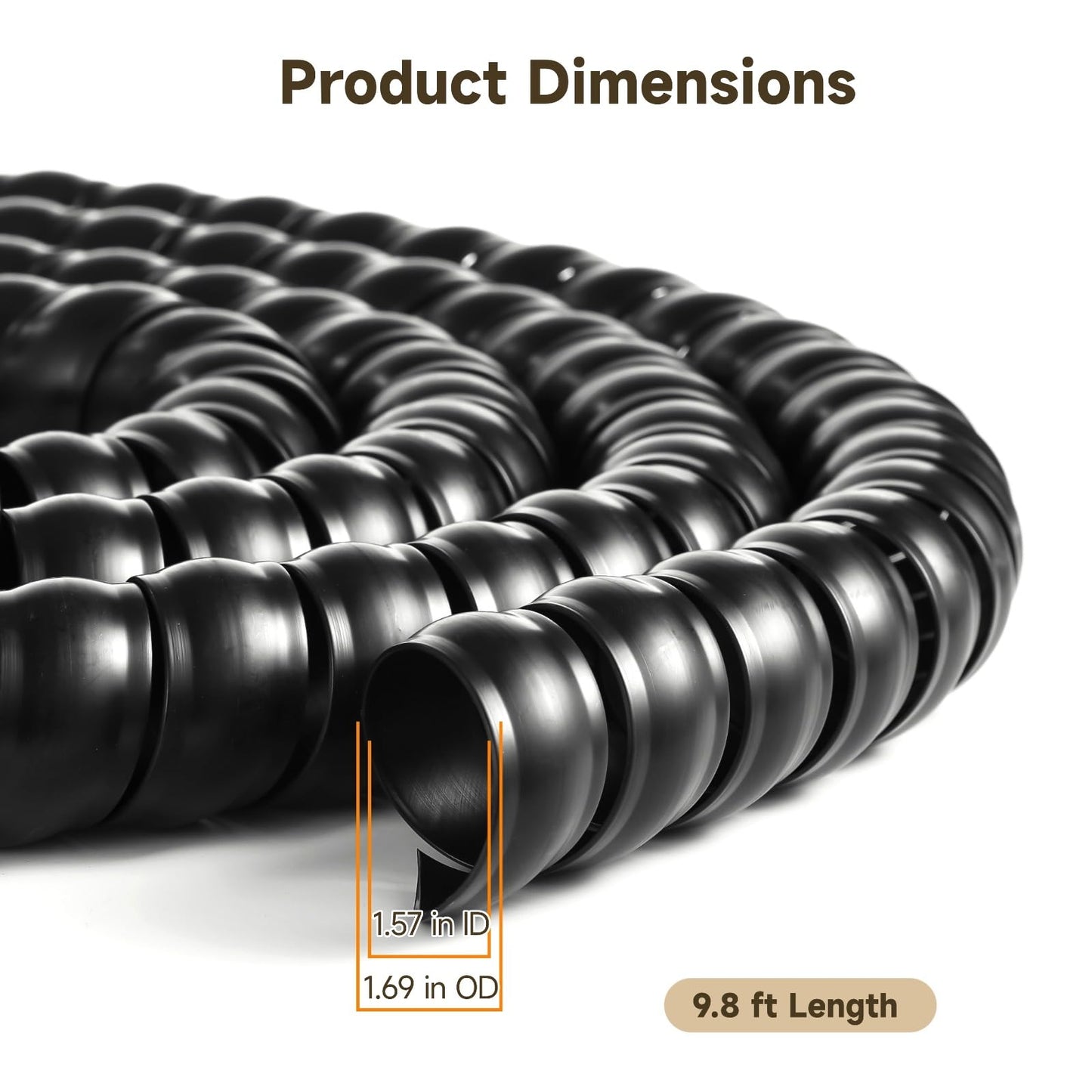 Spiral Wrap Cable Protector, 1.69" OD x 9.8 ft L Spiral Cable Wrap, Flame Retardant Plastic Hose Protector, Abrasion Resistant Wire Sleeve