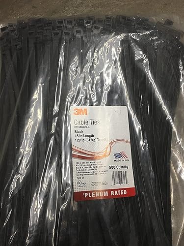 3M Nylon 6/6 Light Heavy-Duty Cable Tie CT15BK120-D, 120 lbs. Tensile, 15 inches, Black, Pack of 500