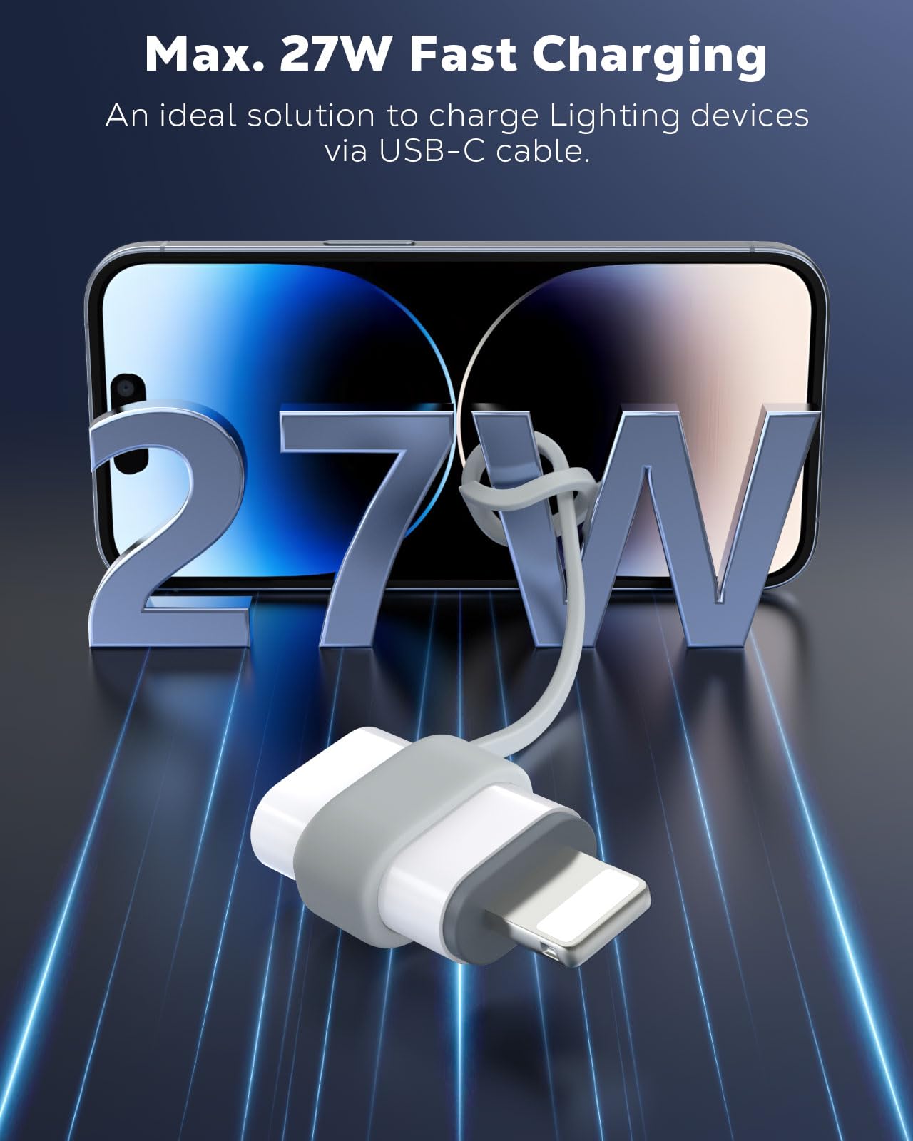 MoKo USB C to Lightning Adapter, Not for Audio/OTG, Lightning Male to USB C Female Adapter for iPhone 14/13/12/11/X Series, iPad/AirPods, Supportโฆ
