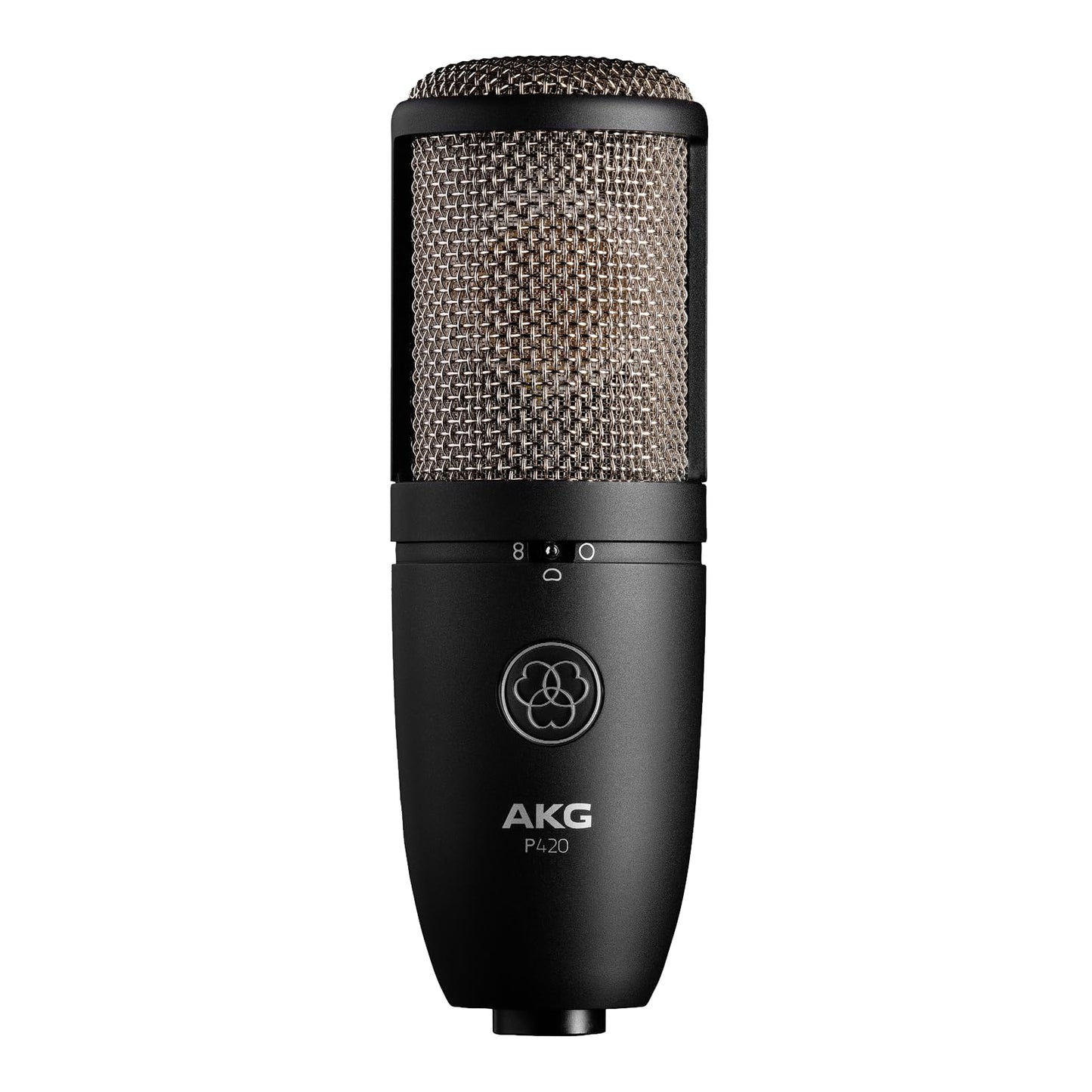 AKG Pro Audio P420 Multi-Pattern Condenser Microphone with Shock Mount and Case. Great for ensemble recording, grand piano, woodwind, brass