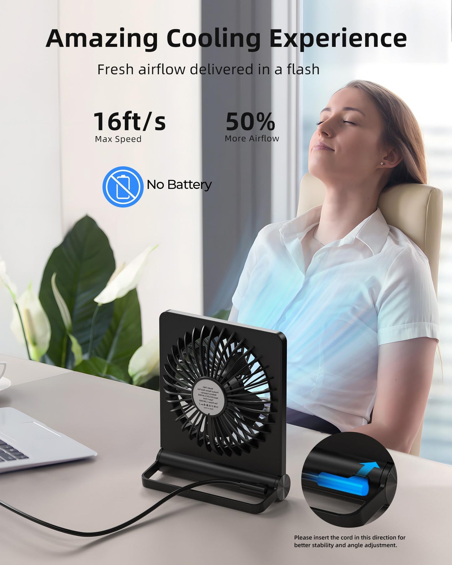 Koonie USB Desk Fan, Strong Wind Ultra Quiet Small Mini Fan