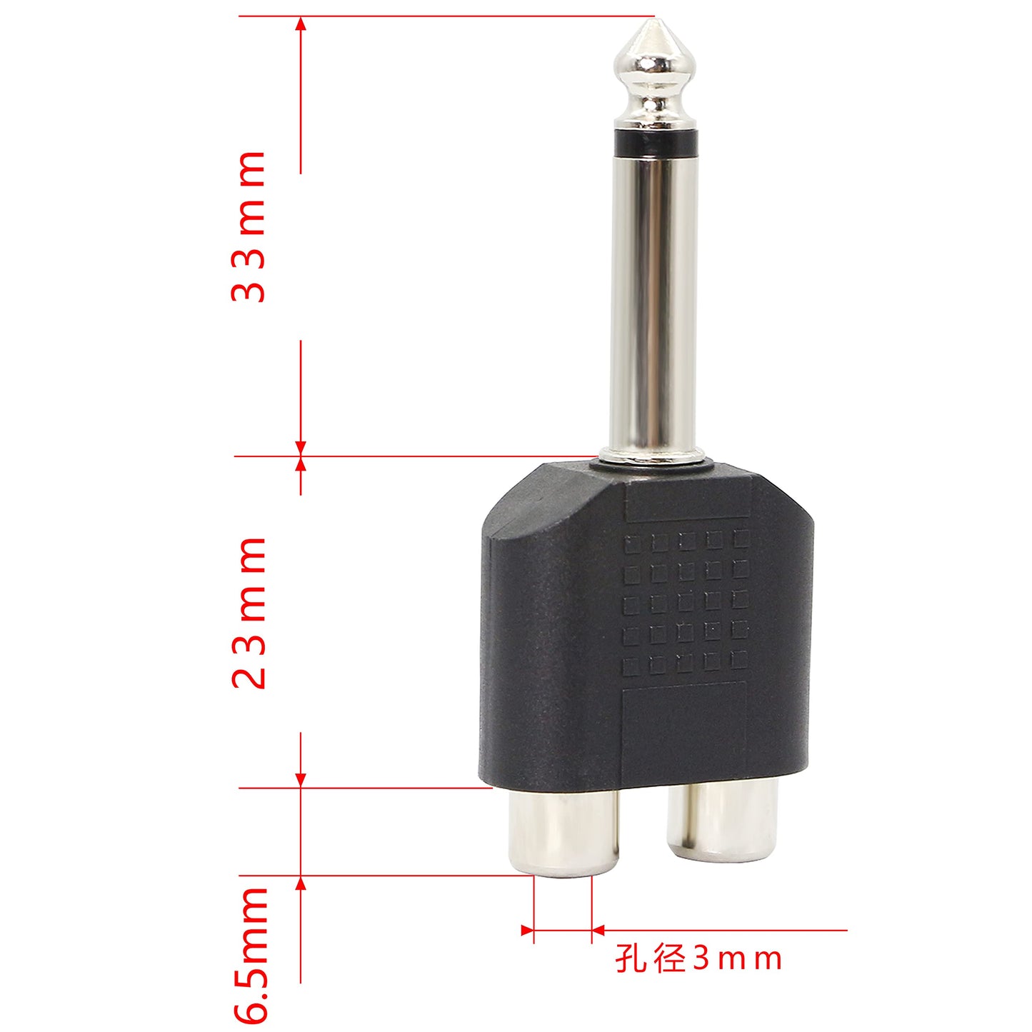 GELRHONR 6.35mm Mono 1/4 Inch Male to RCA Splitter, Stereo Jack Male to RCA Female Adapter-5PCS