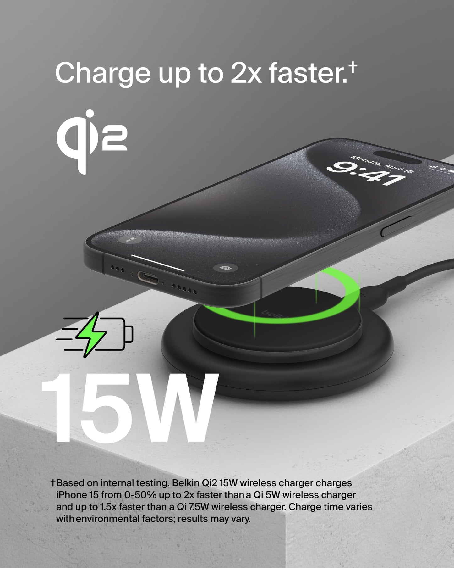Belkin Magnetic Wireless Charging Pad 15W - MagSafe-Compatible Qi2-Certified Wireless Charging Station, iPhone Charger for Apple iPhone 16, 15, 14