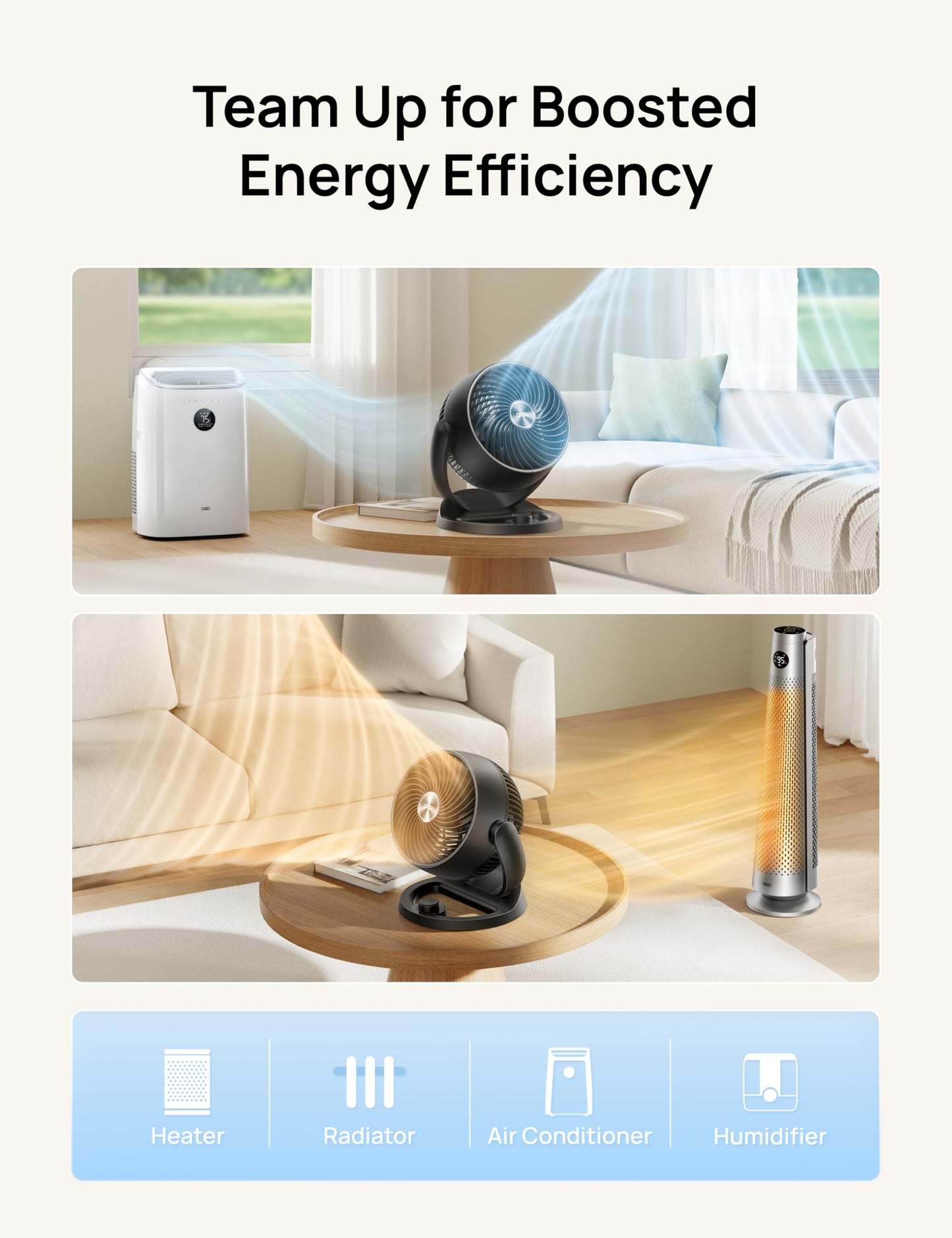 DREO Fan for Bedroom, 12 Inches, 70ft Powerful Airflow, 25db Quiet Table Air Circulator Fans for Whole Room, 120° Adjustable Tilt, 3 Speeds, Desktop