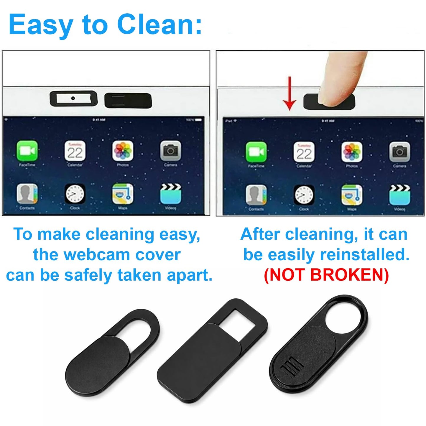 California JOS 9 Pack(3 Large + 3 Medium + 3 Small) 0.03 inch Ultra Thin Webcam Cover Slide Camera Blocker Protect Your Privacy Security for MacBook