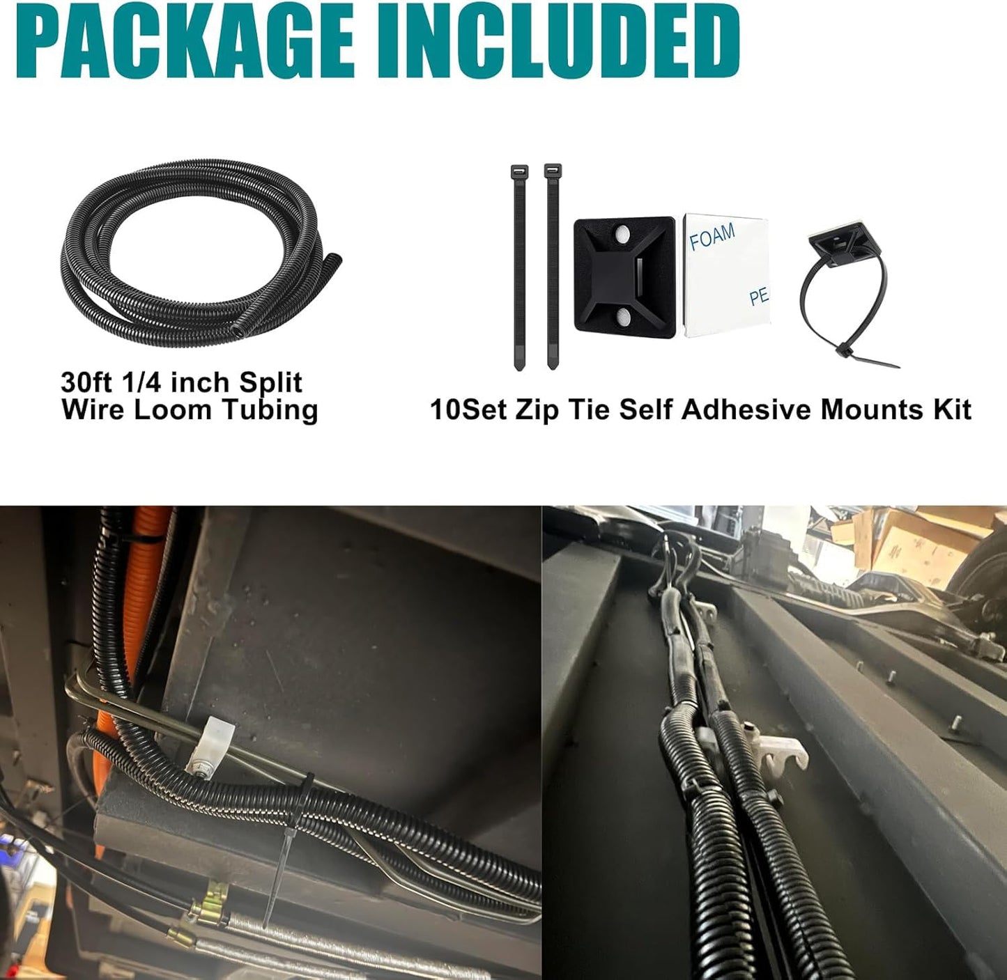 ALLWIN 1/4 inch Split Wire Loom Tubing Wire Conduit - 30 ft Cord Protector Electric Wires Covers, Automotive Wire Flexible Conduit, Plastic Wire Cover