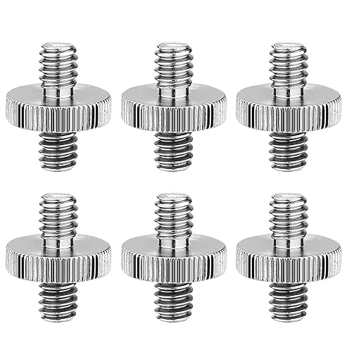 6 Pack International Standard 1/4"-20 Male to 1/4"-20 Male Threaded Tripod Screw Adapter Standard Tripod Mounting Thread Camera Screw Adapter