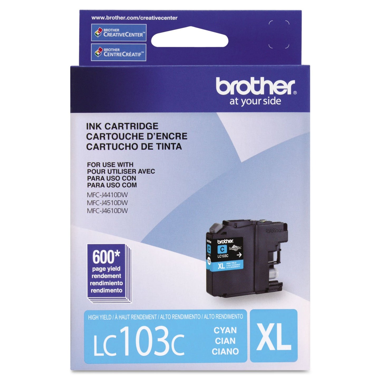 Brother LC-103C DCP-J132 J152 J171 J4110 J552 J752 MFC-J245 J285 J4310 J4410 J450 J4510 J870 J875 Ink Cartridge (Cyan) in Retail Packaging